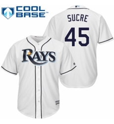 Youth Majestic Tampa Bay Rays #45 Jesus Sucre Authentic White Home Cool Base MLB Jersey
