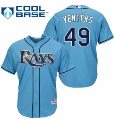 Youth Majestic Tampa Bay Rays #49 Jonny Venters Authentic Light Blue Alternate 2 Cool Base MLB Jersey