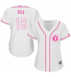 Women's Majestic Texas Rangers #16 Ryan Rua Authentic White Fashion Cool Base MLB Jersey