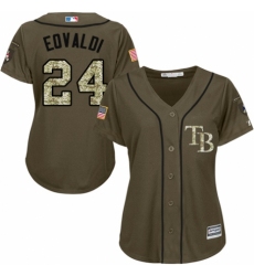 Women's Majestic Tampa Bay Rays #24 Nathan Eovaldi Authentic Green Salute to Service MLB Jersey