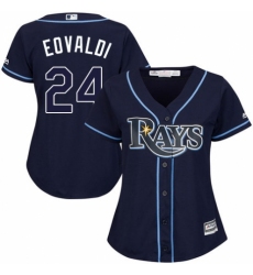 Women's Majestic Tampa Bay Rays #24 Nathan Eovaldi Authentic Navy Blue Alternate Cool Base MLB Jersey