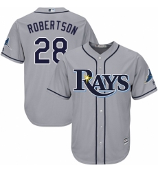 Youth Majestic Tampa Bay Rays #28 Daniel Robertson Replica Grey Road Cool Base MLB Jersey