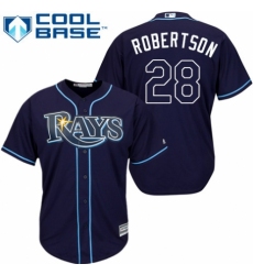 Youth Majestic Tampa Bay Rays #28 Daniel Robertson Replica Navy Blue Alternate Cool Base MLB Jersey