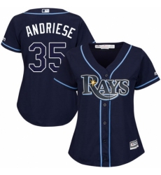 Women's Majestic Tampa Bay Rays #35 Matt Andriese Authentic Navy Blue Alternate Cool Base MLB Jersey