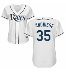 Women's Majestic Tampa Bay Rays #35 Matt Andriese Authentic White Home Cool Base MLB Jersey