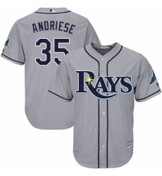 Youth Majestic Tampa Bay Rays #35 Matt Andriese Authentic Grey Road Cool Base MLB Jersey
