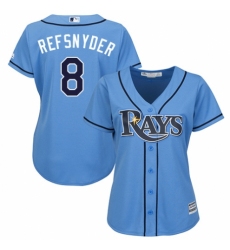Women's Majestic Tampa Bay Rays #8 Rob Refsnyder Authentic Light Blue Alternate 2 Cool Base MLB Jersey