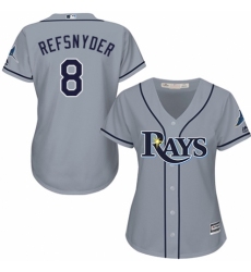 Women's Majestic Tampa Bay Rays #8 Rob Refsnyder Replica Grey Road Cool Base MLB Jersey