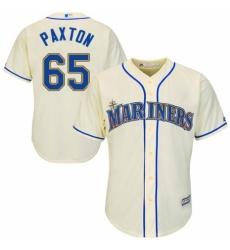 Youth Majestic Seattle Mariners #65 James Paxton Replica Cream Alternate Cool Base MLB Jersey