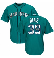 Men's Majestic Seattle Mariners #39 Edwin Diaz Authentic Teal Green Team Logo Fashion Cool Base MLB Jersey
