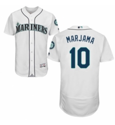 Men's Majestic Seattle Mariners #10 Mike Marjama White Home Flex Base Authentic Collection MLB Jersey