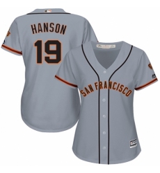 Women's Majestic San Francisco Giants #19 Alen Hanson Replica Grey Road Cool Base MLB Jersey