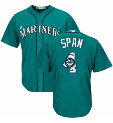 Men's Majestic Seattle Mariners #4 Denard Span Authentic Teal Green Team Logo Fashion Cool Base MLB Jersey