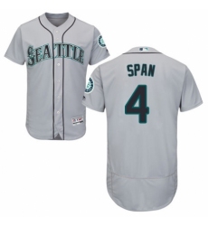 Men's Majestic Seattle Mariners #4 Denard Span Grey Road Flex Base Authentic Collection MLB Jersey