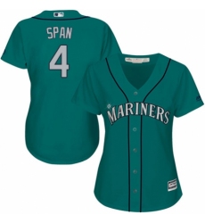Women's Majestic Seattle Mariners #4 Denard Span Replica Teal Green Alternate Cool Base MLB Jersey