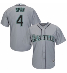 Youth Majestic Seattle Mariners #4 Denard Span Replica Grey Road Cool Base MLB Jersey