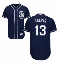 Men's Majestic San Diego Padres #13 Freddy Galvis Navy Blue Alternate Flex Base Authentic Collection MLB Jersey