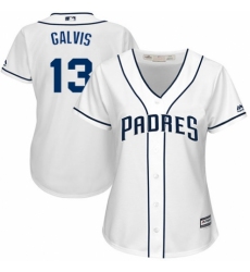 Women's Majestic San Diego Padres #13 Freddy Galvis Replica White Home Cool Base MLB Jersey