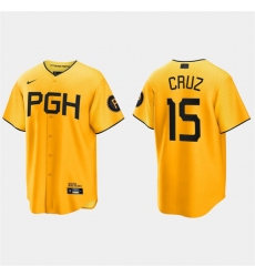 Mens Pittsburgh Pirates #15 Oneil Cruz Gold 2023 City Connect Jersey