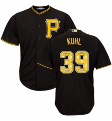 Men's Majestic Pittsburgh Pirates #39 Chad Kuhl Authentic Black Team Logo Fashion Cool Base MLB Jersey