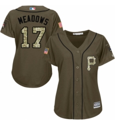 Women's Majestic Pittsburgh Pirates #17 Austin Meadows Authentic Green Salute to Service MLB Jersey
