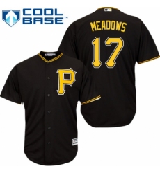 Youth Majestic Pittsburgh Pirates #17 Austin Meadows Authentic Black Alternate Cool Base MLB Jersey