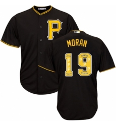 Men's Majestic Pittsburgh Pirates #19 Colin Moran Authentic Black Team Logo Fashion Cool Base MLB Jersey