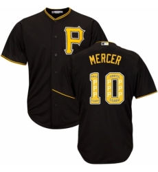 Men's Majestic Pittsburgh Pirates #10 Jordy Mercer Authentic Black Team Logo Fashion Cool Base MLB Jersey