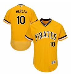 Men's Majestic Pittsburgh Pirates #10 Jordy Mercer Gold Alternate Flex Base Authentic Collection MLB Jersey