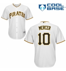 Youth Majestic Pittsburgh Pirates #10 Jordy Mercer Authentic White Home Cool Base MLB Jersey