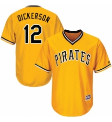 Youth Majestic Pittsburgh Pirates #12 Corey Dickerson Authentic Gold Alternate Cool Base MLB Jersey