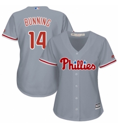Women's Majestic Philadelphia Phillies #14 Jim Bunning Authentic Grey Road Cool Base MLB Jersey