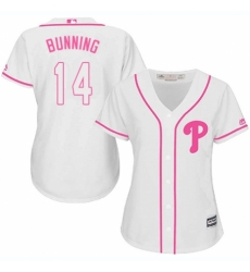 Women's Majestic Philadelphia Phillies #14 Jim Bunning Authentic White Fashion Cool Base MLB Jersey