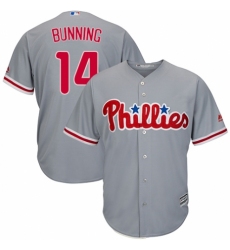 Youth Majestic Philadelphia Phillies #14 Jim Bunning Replica Grey Road Cool Base MLB Jersey