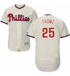 Men's Majestic Philadelphia Phillies #25 Jim Thome Cream Alternate Flex Base Authentic Collection MLB Jersey