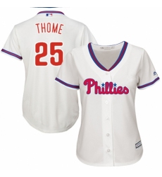 Women's Majestic Philadelphia Phillies #25 Jim Thome Authentic Cream Alternate Cool Base MLB Jersey