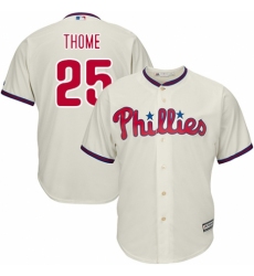 Youth Majestic Philadelphia Phillies #25 Jim Thome Authentic Cream Alternate Cool Base MLB Jersey