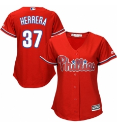 Women's Majestic Philadelphia Phillies #37 Odubel Herrera Authentic Red Alternate Cool Base MLB Jersey