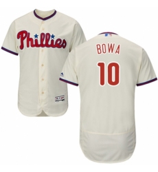 Men's Majestic Philadelphia Phillies #10 Larry Bowa Cream Alternate Flex Base Authentic Collection MLB Jersey
