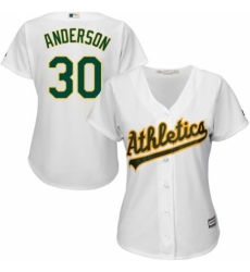 Women's Majestic Oakland Athletics #30 Brett Anderson Authentic White Home Cool Base MLB Jersey