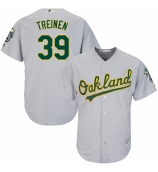 Youth Majestic Oakland Athletics #39 Blake Treinen Replica Grey Road Cool Base MLB Jersey