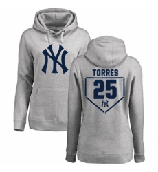 MLB Women's Nike New York Yankees #25 Gleyber Torres Gray RBI Pullover Hoodie