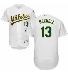 Men's Majestic Oakland Athletics #13 Bruce Maxwell White Home Flex Base Authentic Collection MLB Jersey