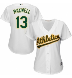 Women's Majestic Oakland Athletics #13 Bruce Maxwell Replica White Home Cool Base MLB Jersey