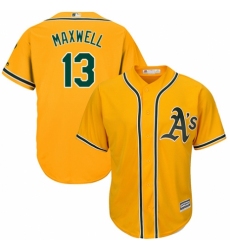 Youth Majestic Oakland Athletics #13 Bruce Maxwell Authentic Gold Alternate 2 Cool Base MLB Jersey