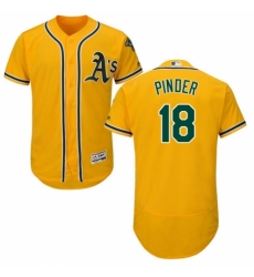 Men's Majestic Oakland Athletics #18 Chad Pinder Gold Alternate Flex Base Authentic Collection MLB Jersey