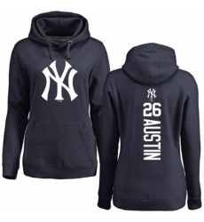 MLB Women's Nike New York Yankees #26 Tyler Austin Navy Blue Backer Pullover Hoodie