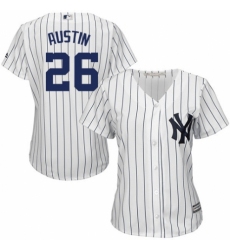 Women's Majestic New York Yankees #26 Tyler Austin Authentic White Home MLB Jersey