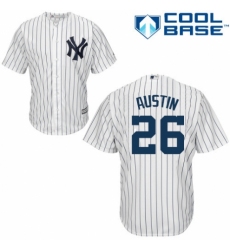 Youth Majestic New York Yankees #26 Tyler Austin Authentic White Home MLB Jersey