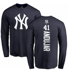 MLB Nike New York Yankees #41 Miguel Andujar Navy Blue Backer Long Sleeve T-Shirt
